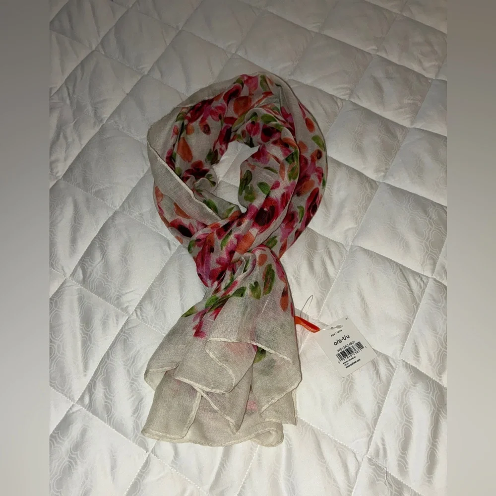 Joe Fresh Floral Scarf with Pink and Green Accents‎